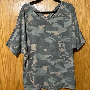 7th Ray Gray Camo Short Sleeve Top